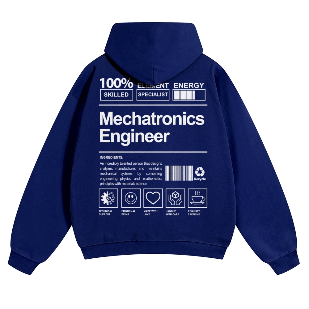 Mechatronics Engineer Solid Color Hoodie Customscool