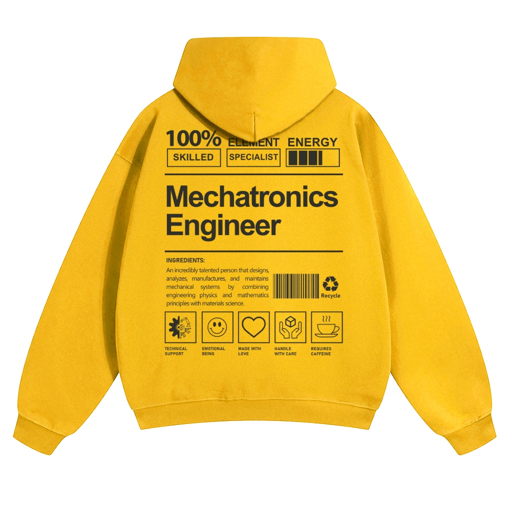 Mechatronics Engineer Solid Color Hoodie Customscool