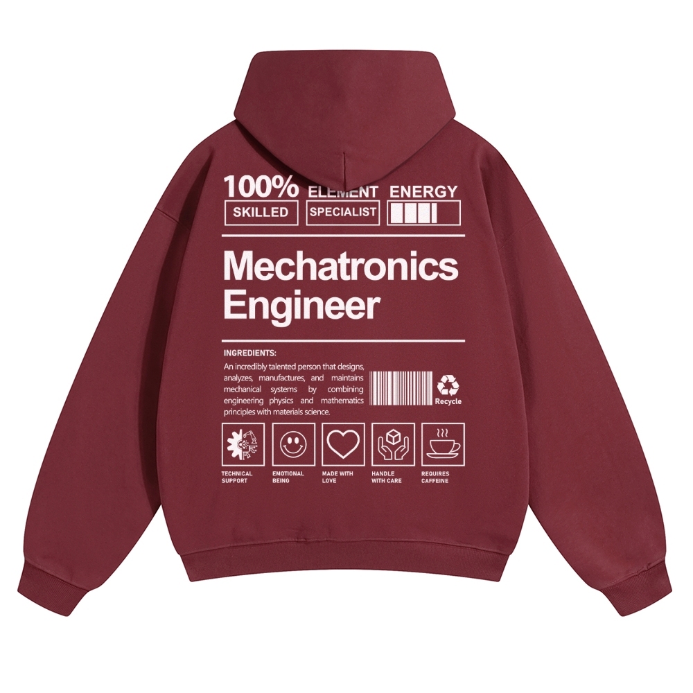 Mechatronics Engineer Solid Color Hoodie Customscool
