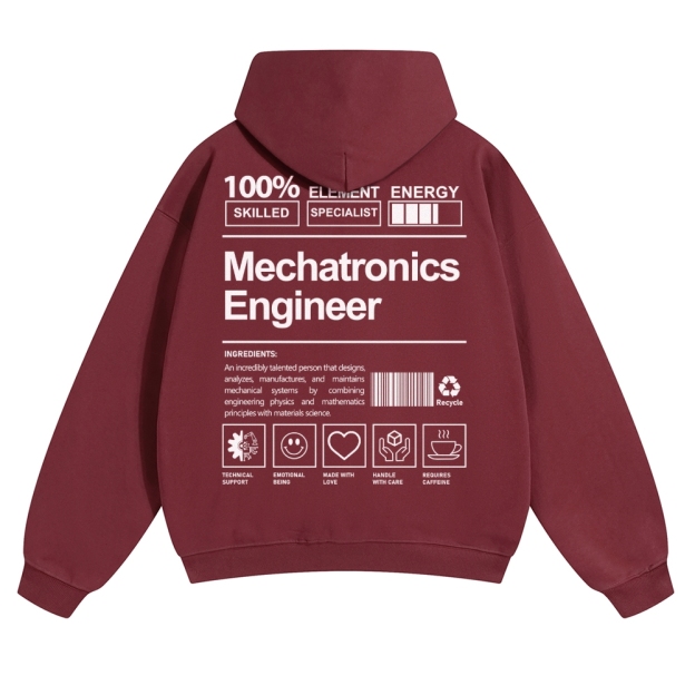 Mechatronics Engineer Solid Color Hoodie Customscool