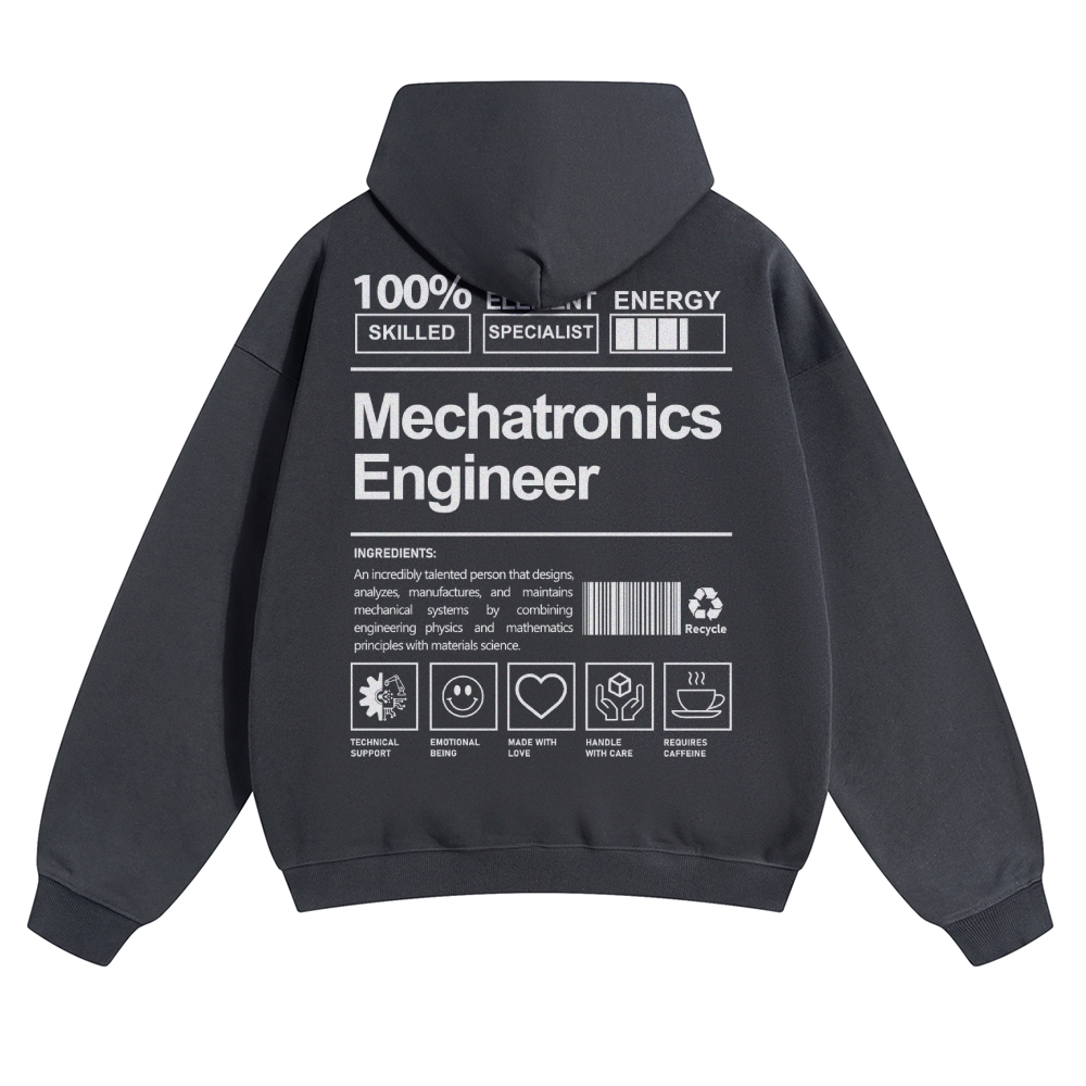 Mechatronics Engineer Solid Color Hoodie Customscool