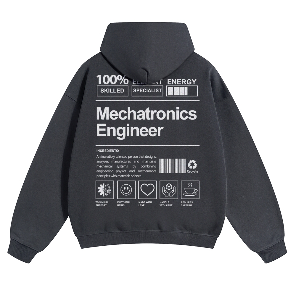 Mechatronics Engineer Solid Color Hoodie Customscool