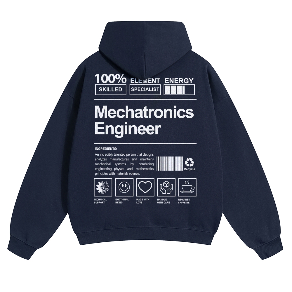 Mechatronics Engineer Solid Color Hoodie Customscool