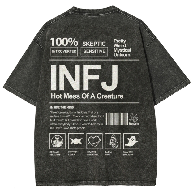 INFJ Unisex Fit Washed T-Shirt Customscool