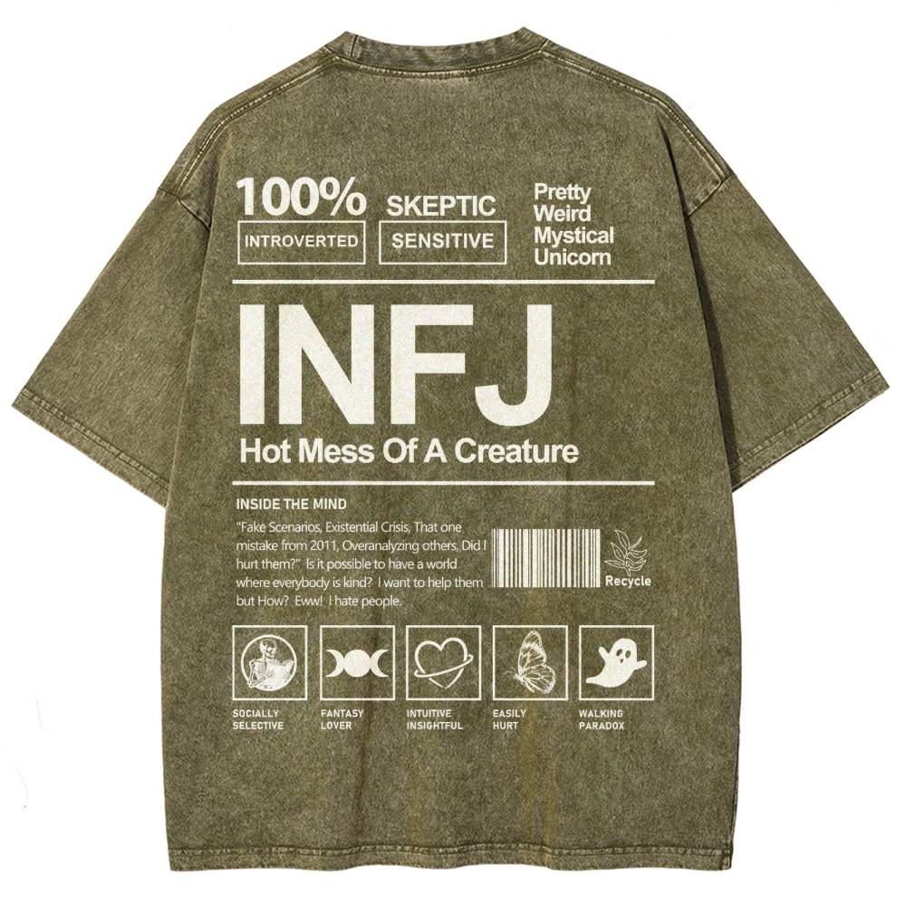 INFJ Unisex Fit Washed T-Shirt Customscool
