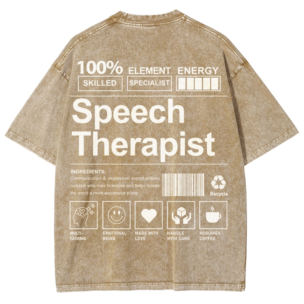 Speech Therapist Unisex Fit Washed T-Shirt Customscool