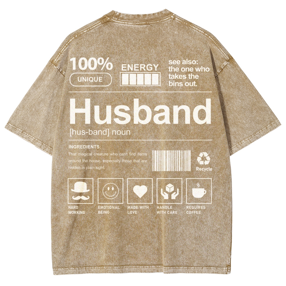 Husband Unisex Fit Washed T-Shirt Customscool