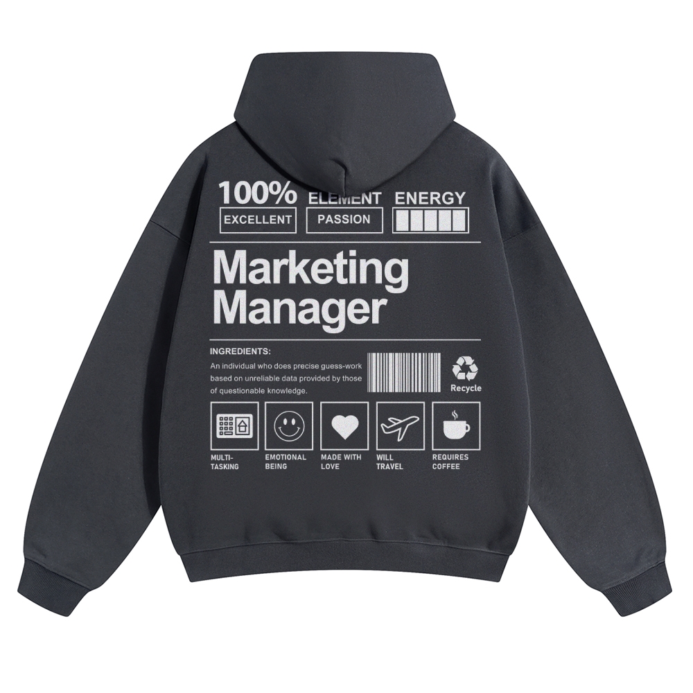 Marketing Manager Solid Color Hoodie Customscool