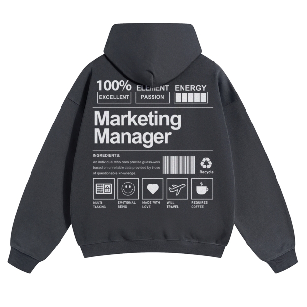 Marketing Manager Solid Color Hoodie Customscool