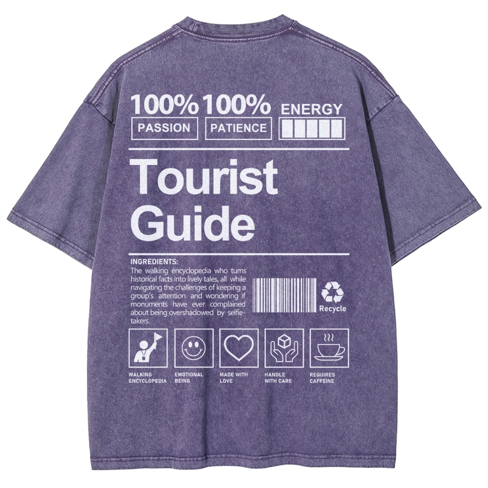 Tourist Guide Unisex Fit Washed T-Shirt Customscool
