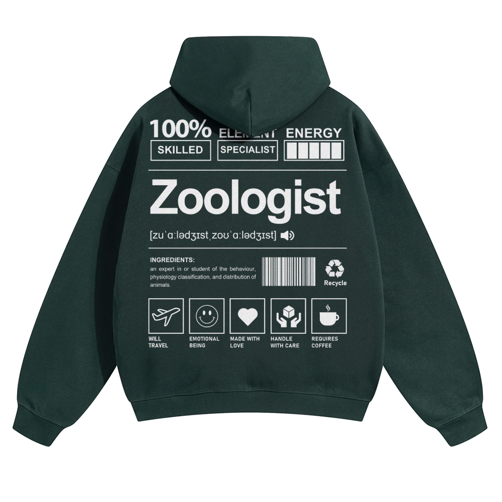 Zoologist Solid Color Hoodie Customscool