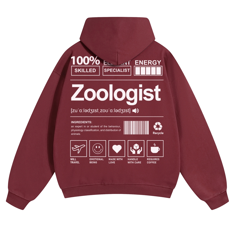 Zoologist Solid Color Hoodie Customscool