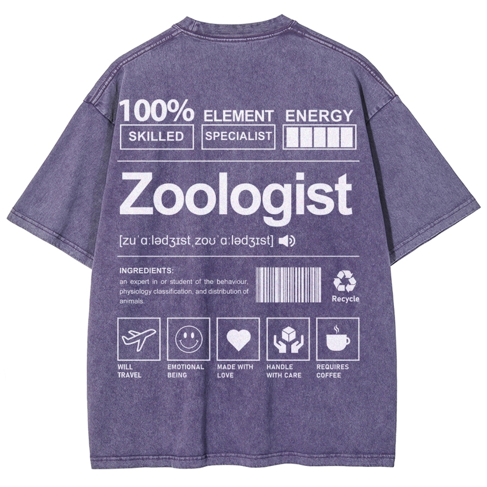 Zoologist Unisex Fit Washed T-Shirt Customscool