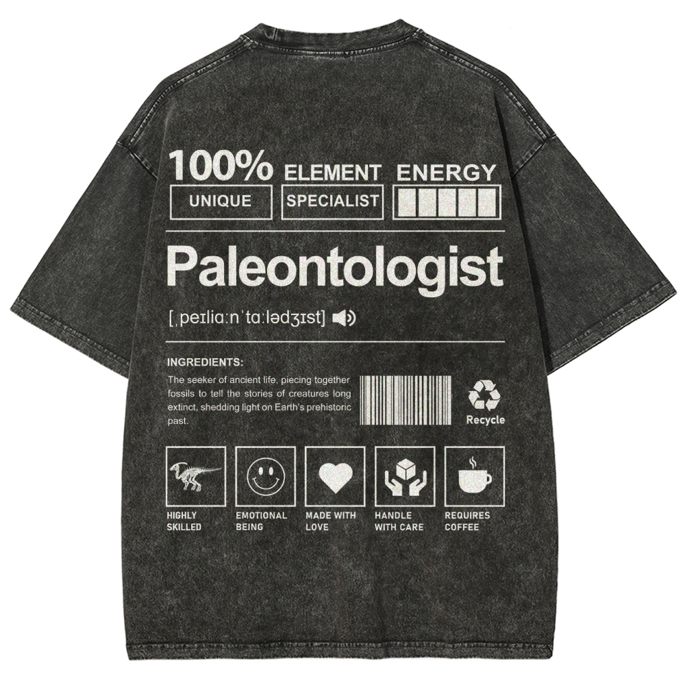 Paleontologist Unisex Fit Washed T-Shirt Customscool