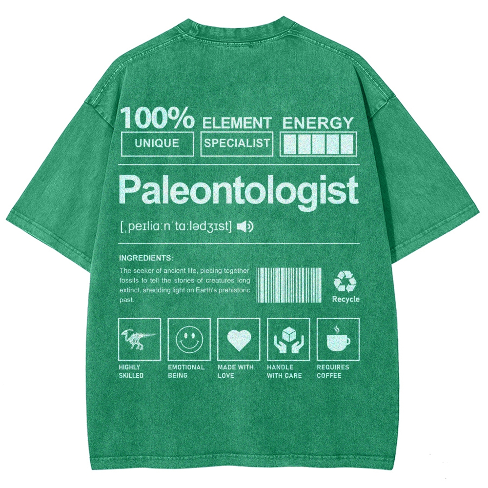 Paleontologist Unisex Fit Washed T-Shirt Customscool
