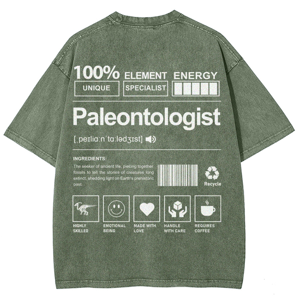 Paleontologist Unisex Fit Washed T-Shirt Customscool