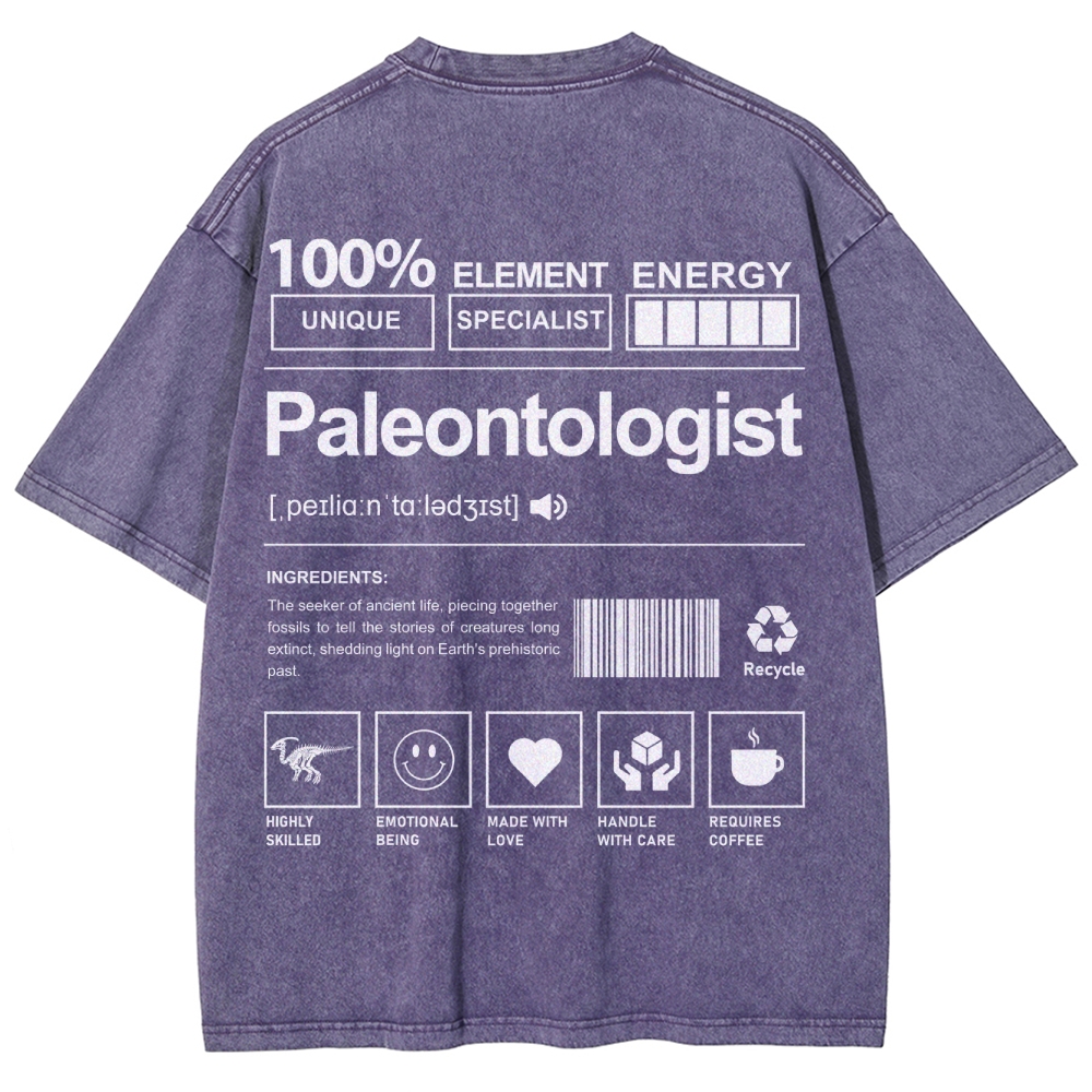Paleontologist Unisex Fit Washed T-Shirt Customscool