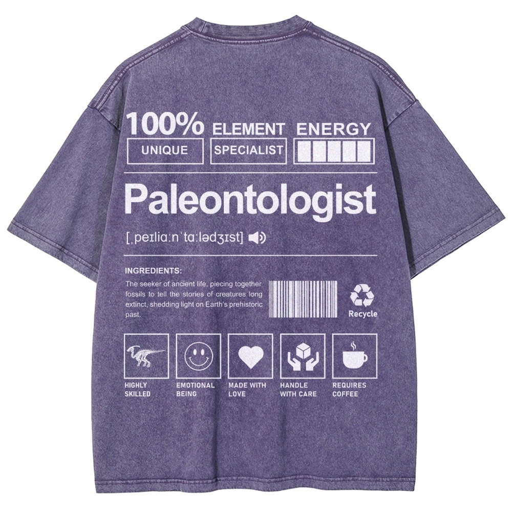 Paleontologist Unisex Fit Washed T-Shirt Customscool