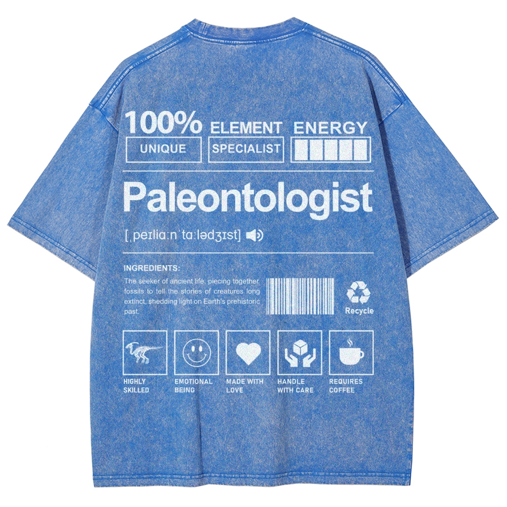 Paleontologist Unisex Fit Washed T-Shirt Customscool