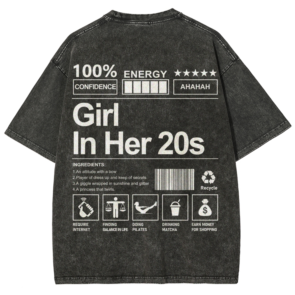 Girl In Her 20s Unisex Fit Washed T-Shirt Customscool