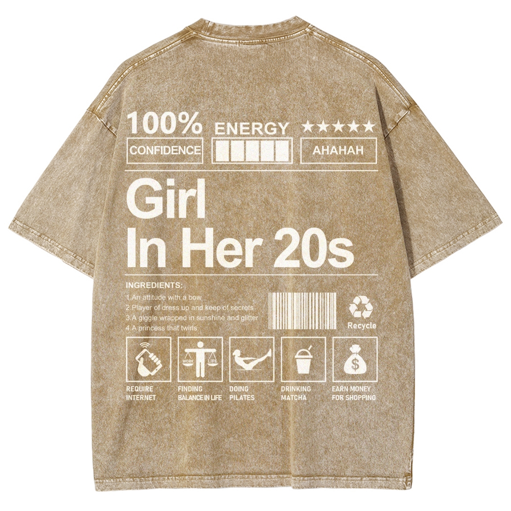 Girl In Her 20s Unisex Fit Washed T-Shirt Customscool