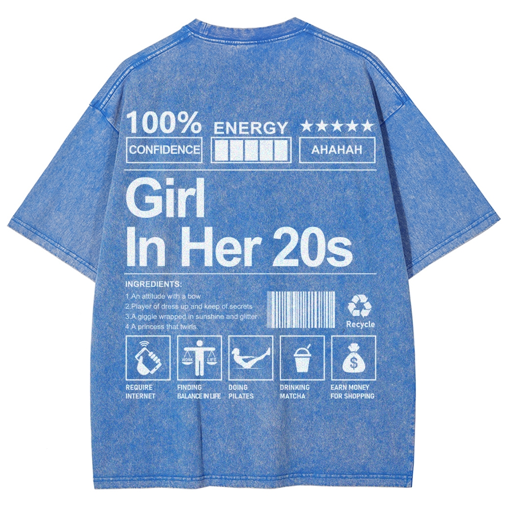 Girl In Her 20s Unisex Fit Washed T-Shirt Customscool