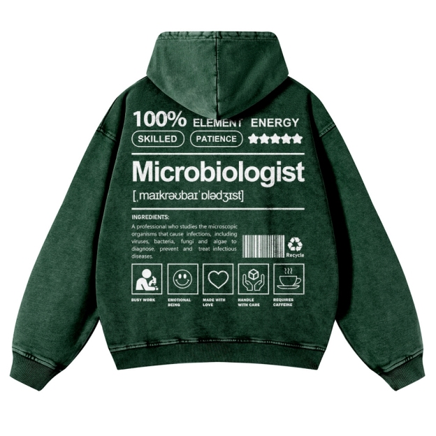 Microbiologist Casual Washed Hoodie Customscool