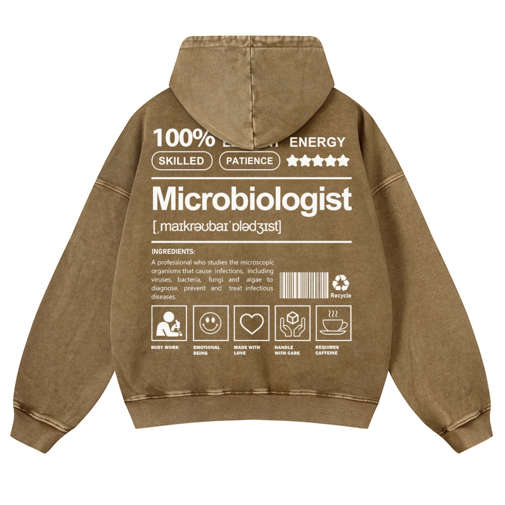 Microbiologist Casual Washed Hoodie Customscool