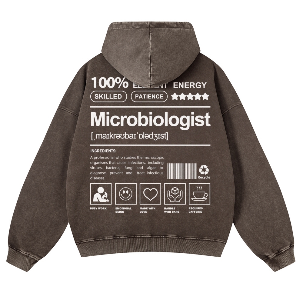 Microbiologist Casual Washed Hoodie Customscool