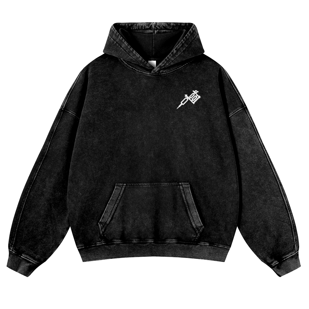 Tattoo Artist Casual Washed Hoodie Customscool