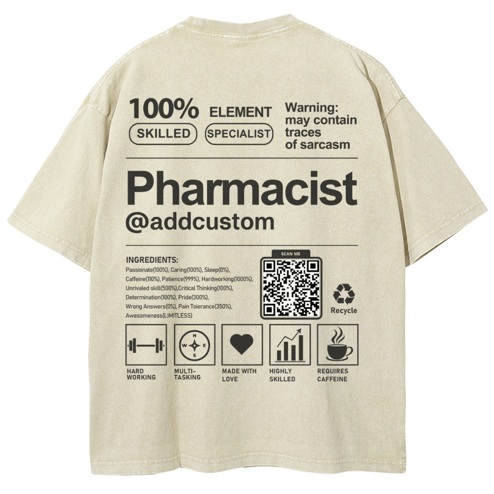 Pharmacist Addcustom QR Code Unisex Fit Washed T-Shirt