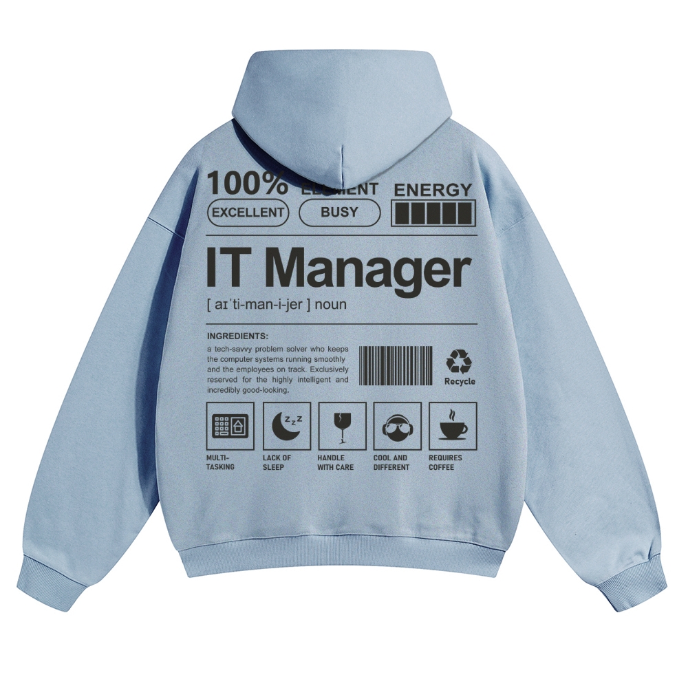 IT Manager Solid Color Hoodie Customscool
