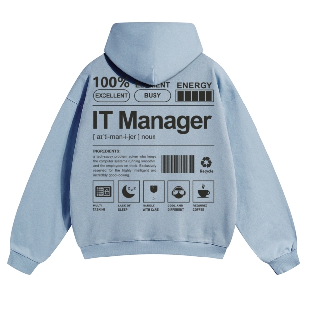 IT Manager Solid Color Hoodie Customscool