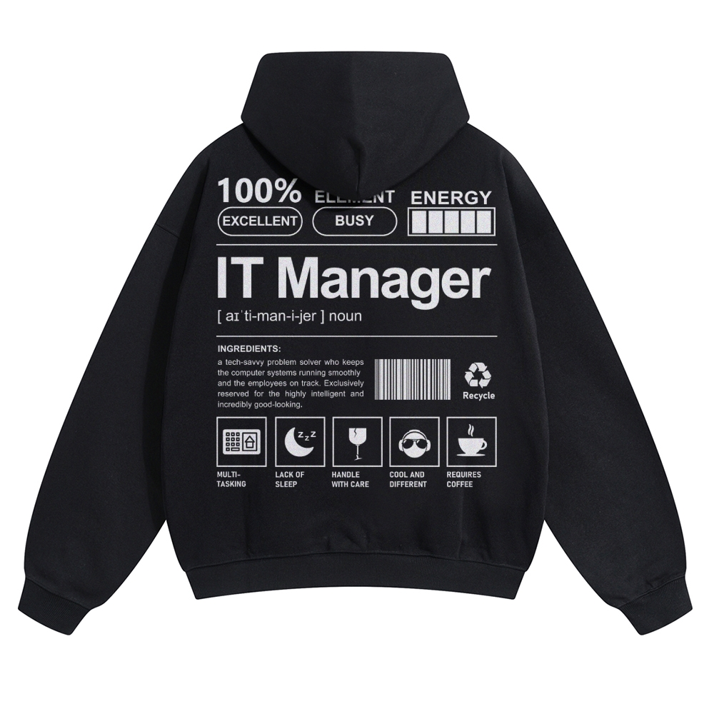 IT Manager Solid Color Hoodie Customscool