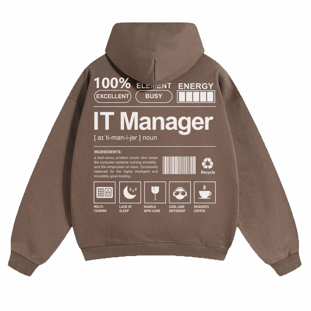 IT Manager Solid Color Hoodie Customscool