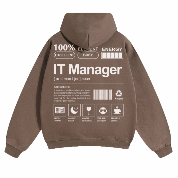 IT Manager Solid Color Hoodie Customscool