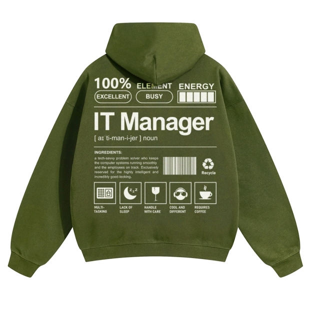 IT Manager Solid Color Hoodie Customscool