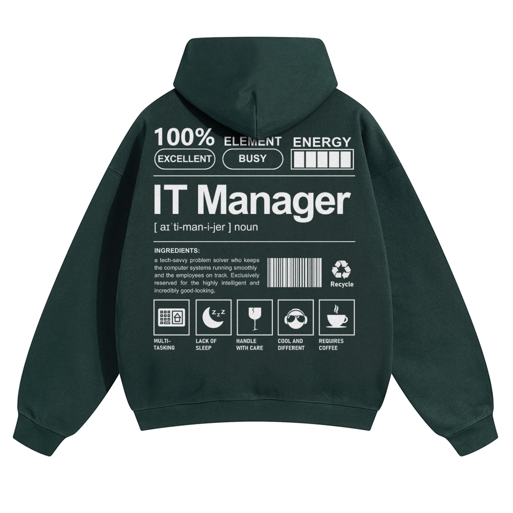 IT Manager Solid Color Hoodie Customscool