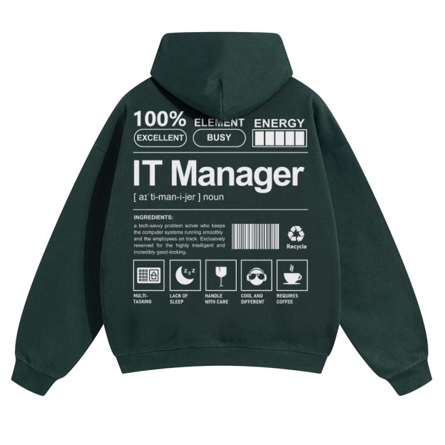 IT Manager Solid Color Hoodie Customscool