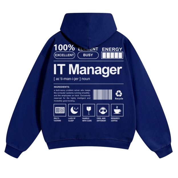 IT Manager Solid Color Hoodie Customscool