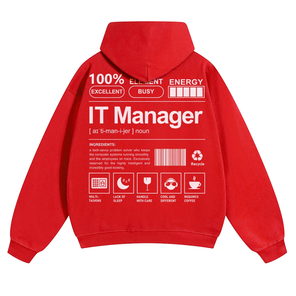 IT Manager Solid Color Hoodie Customscool