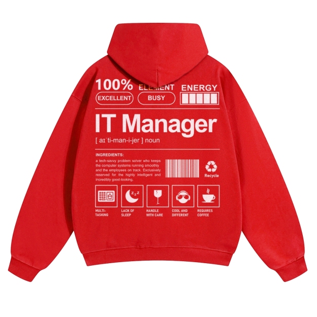 IT Manager Solid Color Hoodie Customscool