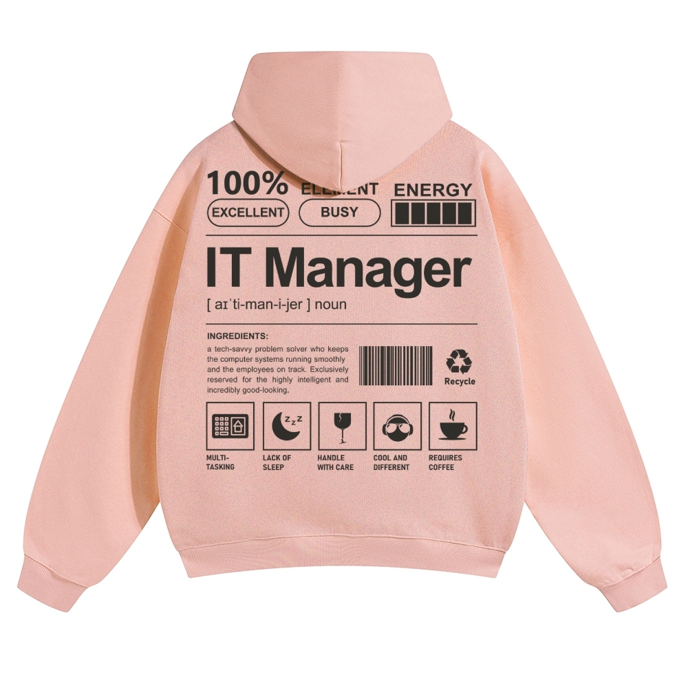 IT Manager Solid Color Hoodie Customscool