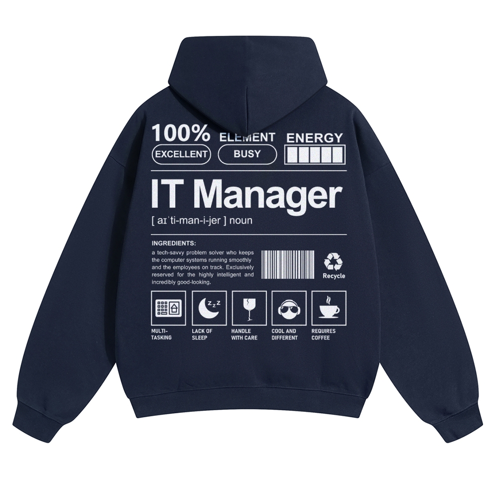 IT Manager Solid Color Hoodie Customscool