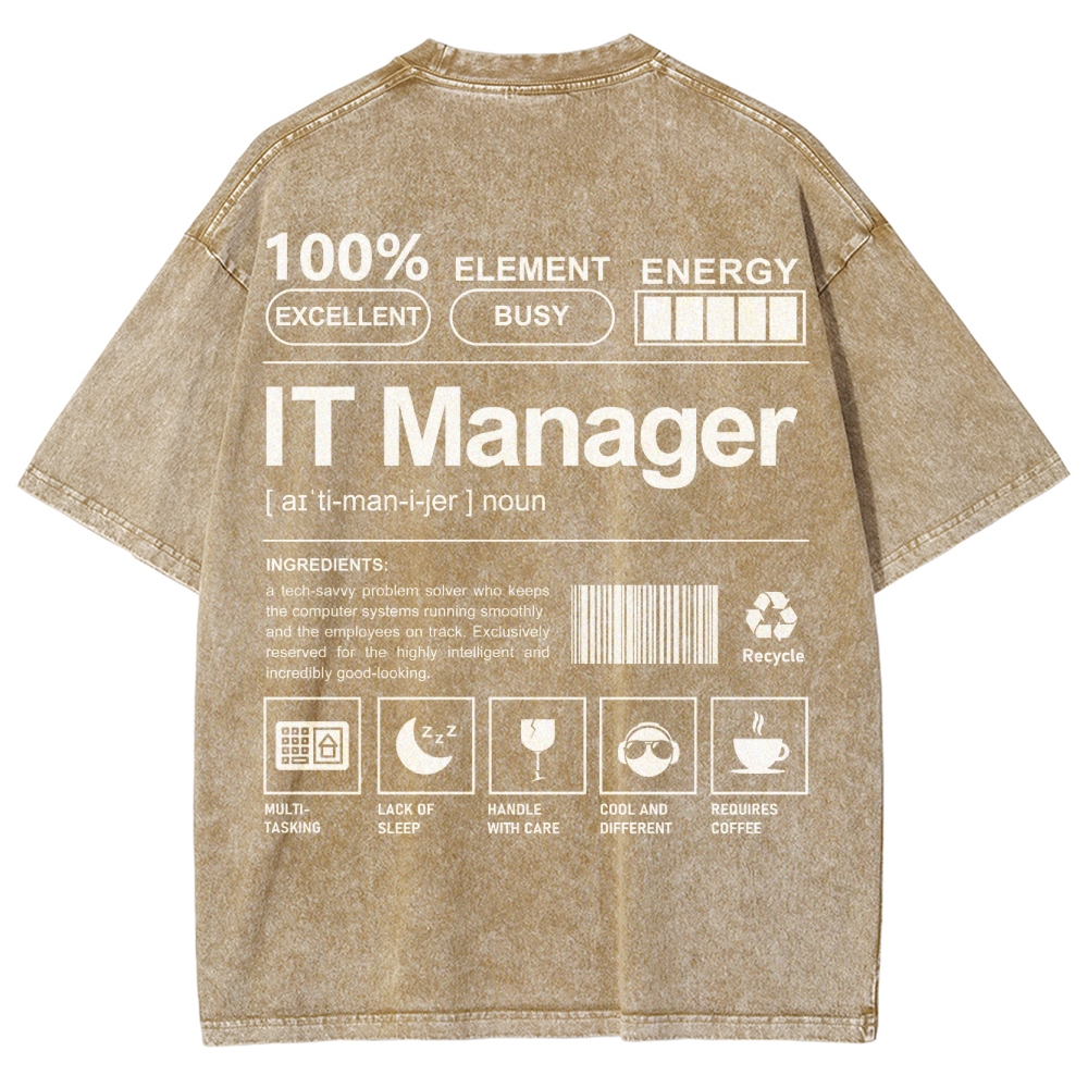 IT Manager Unisex Fit Washed T-Shirt Customscool
