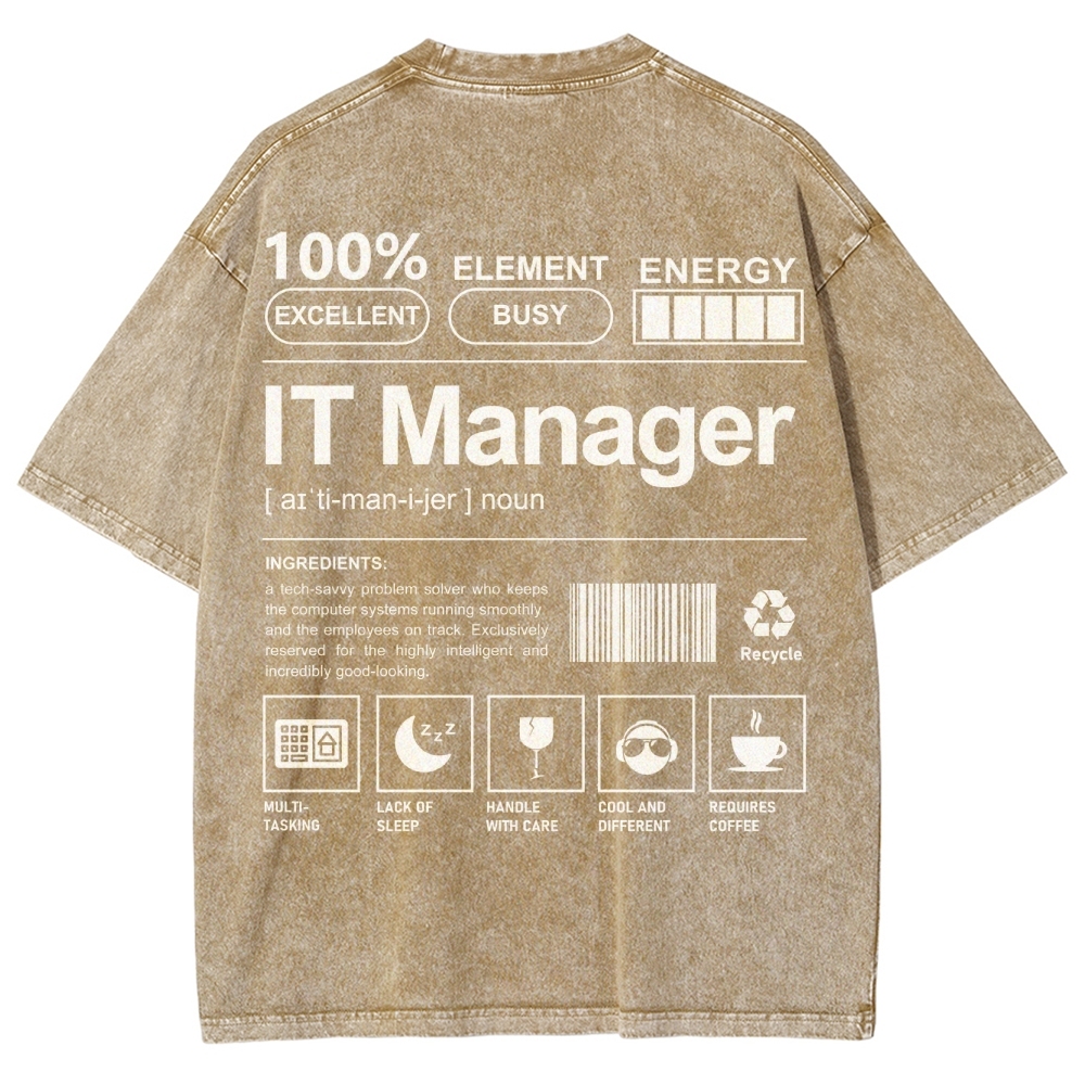 IT Manager Unisex Fit Washed T-Shirt Customscool
