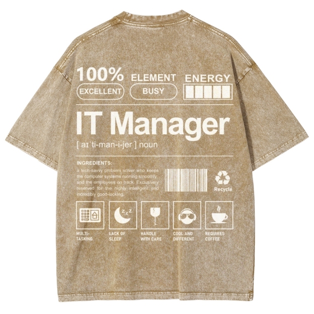 IT Manager Unisex Fit Washed T-Shirt Customscool