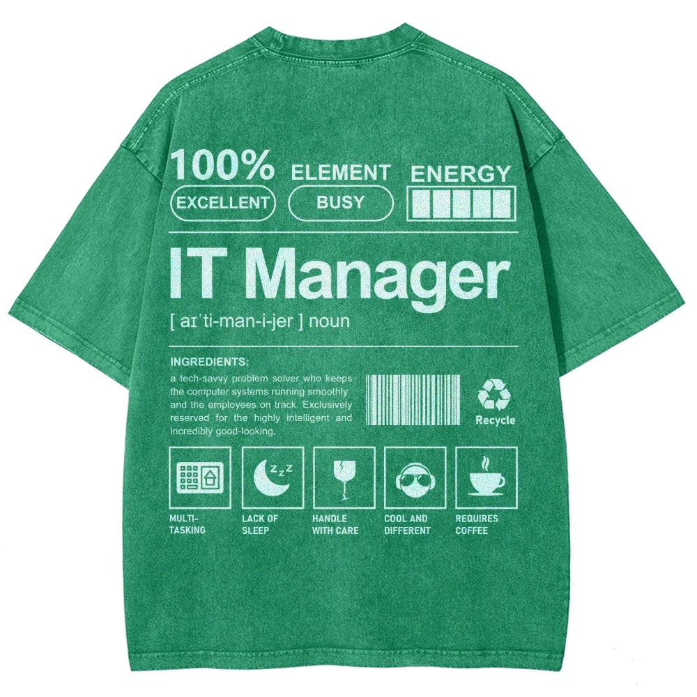 IT Manager Unisex Fit Washed T-Shirt Customscool
