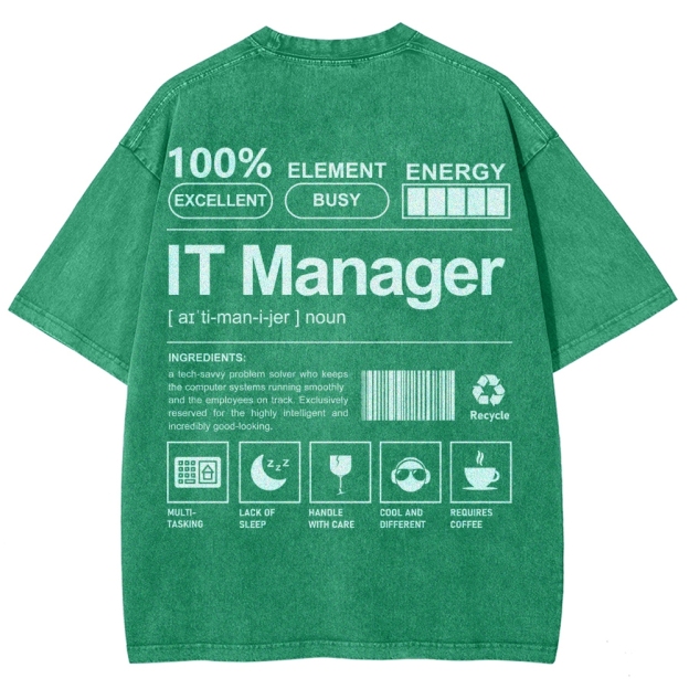 IT Manager Unisex Fit Washed T-Shirt Customscool