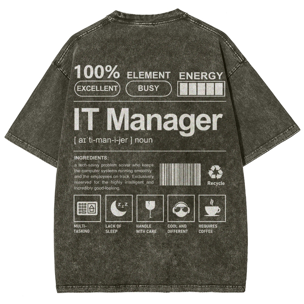 IT Manager Unisex Fit Washed T-Shirt Customscool